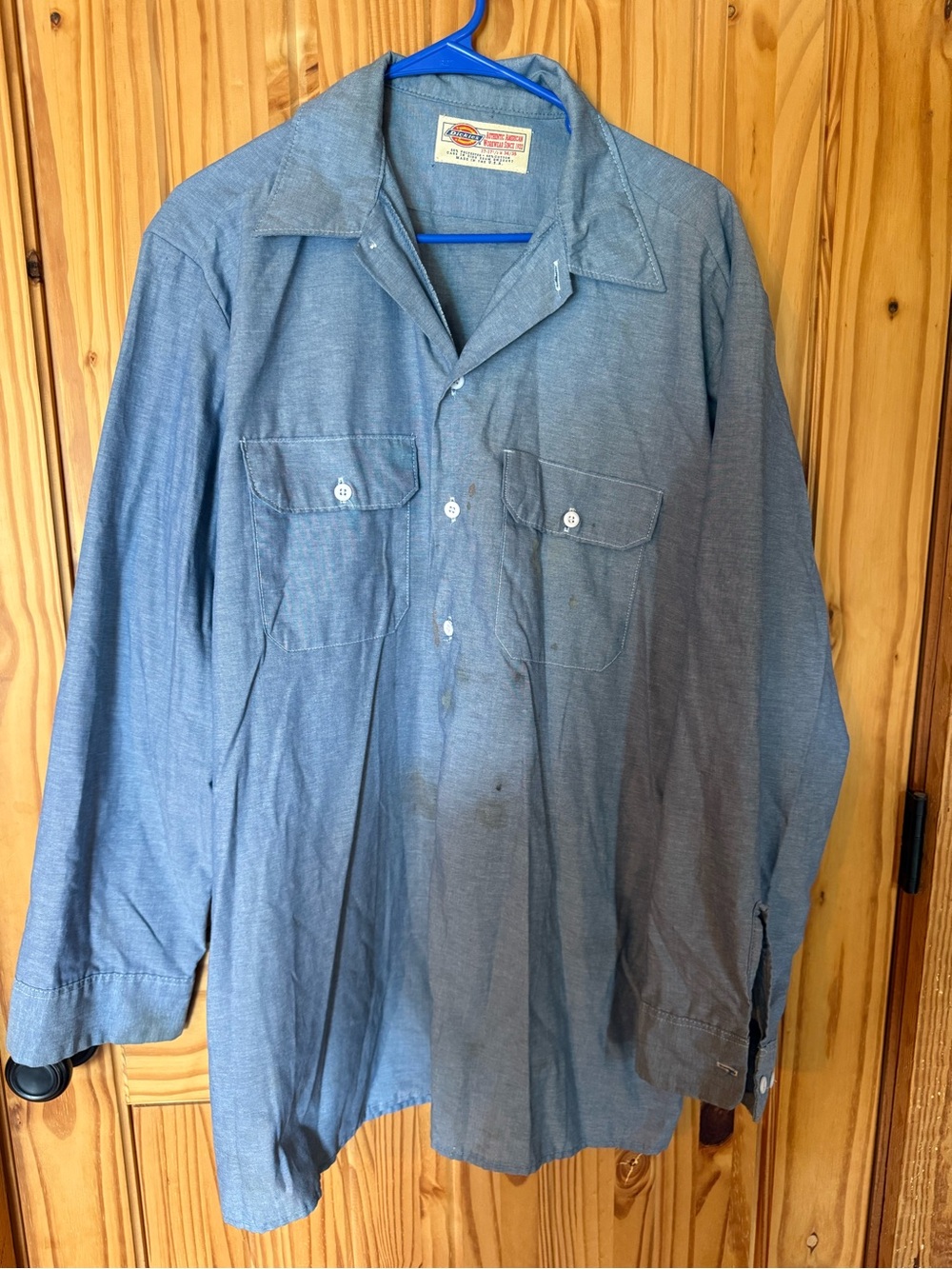 Dickies Men's Chambray Light Blue Work Shirt Jacket